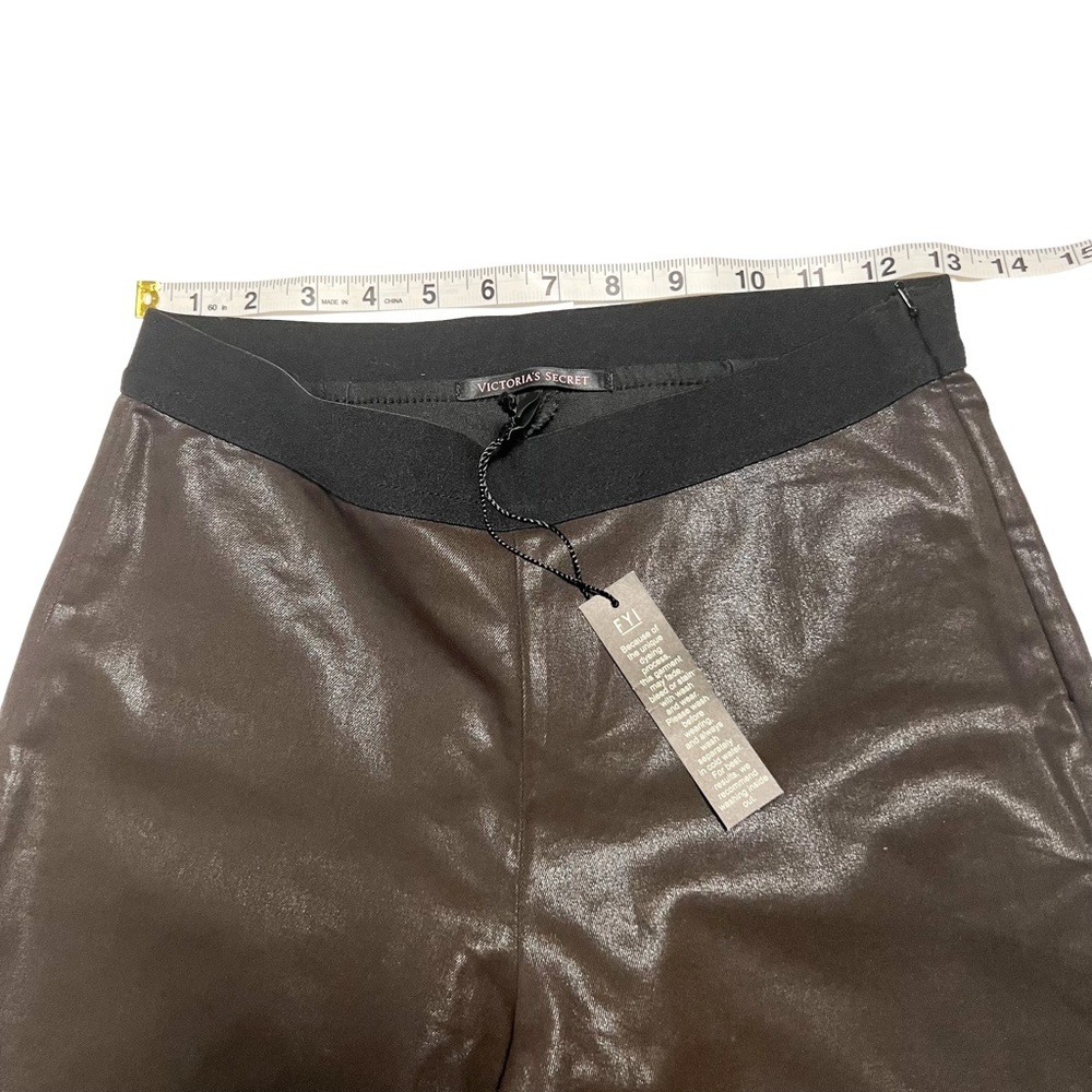 *SOLD* NEW! Victoria’s Secret Faux Leather Chocolate Brown Leggings size 6 - Picture 4 of 7